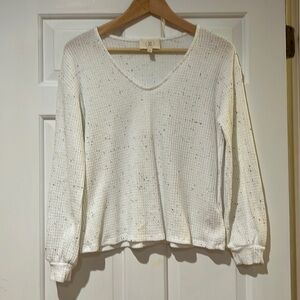 Ella Mare (Anthropologie) long sleeve v neck waffle tee